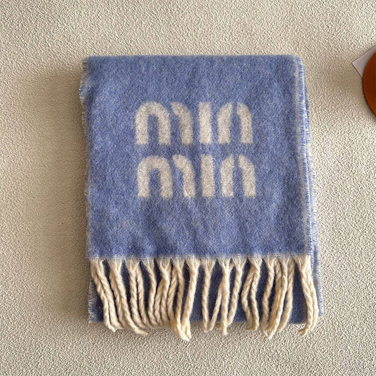 Letter Jacquard Wool Blend Reversible Scarf