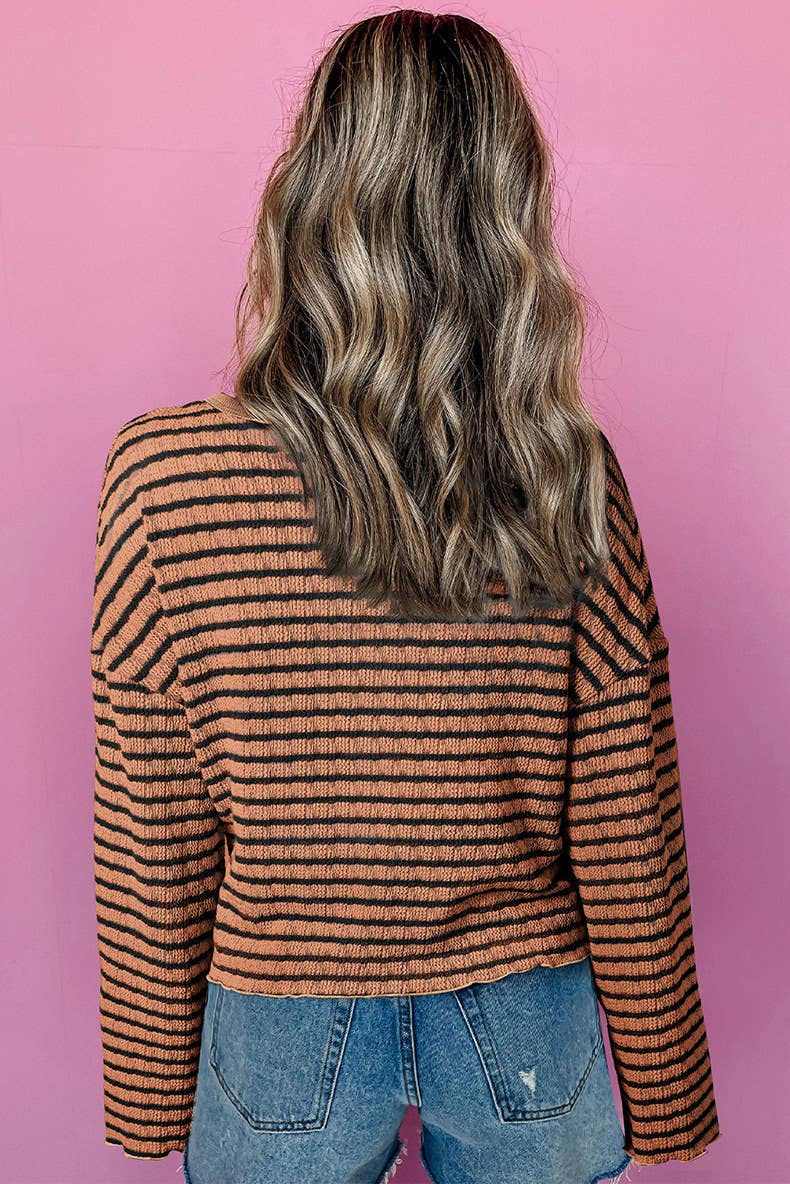 SIMPLE ALL-IN-ONE STRIPED PRINTED RUFFLE HOODIE