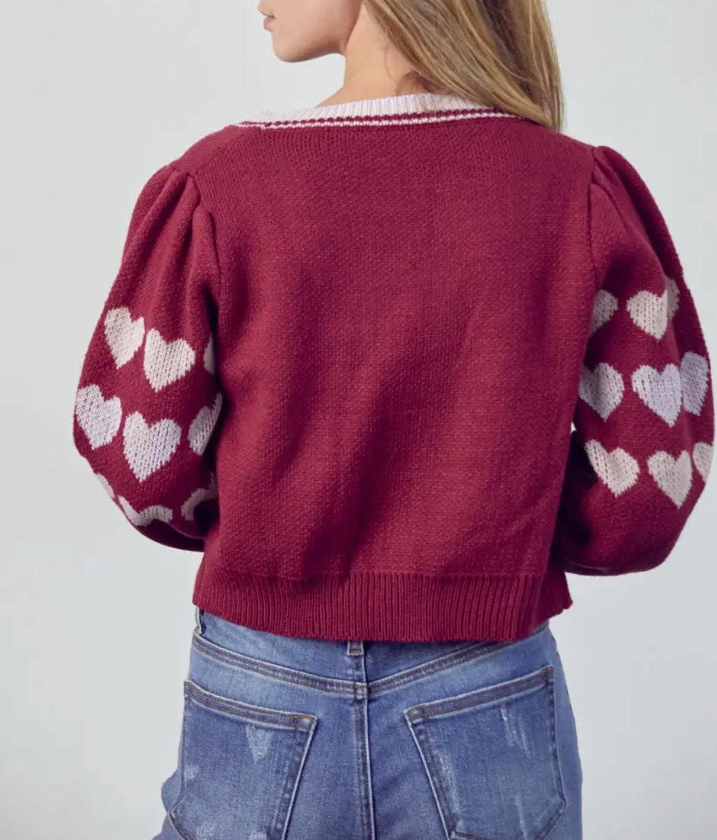 V-NECK SHORT SWEET LOVE EMBROIDERED CARDIGAN
