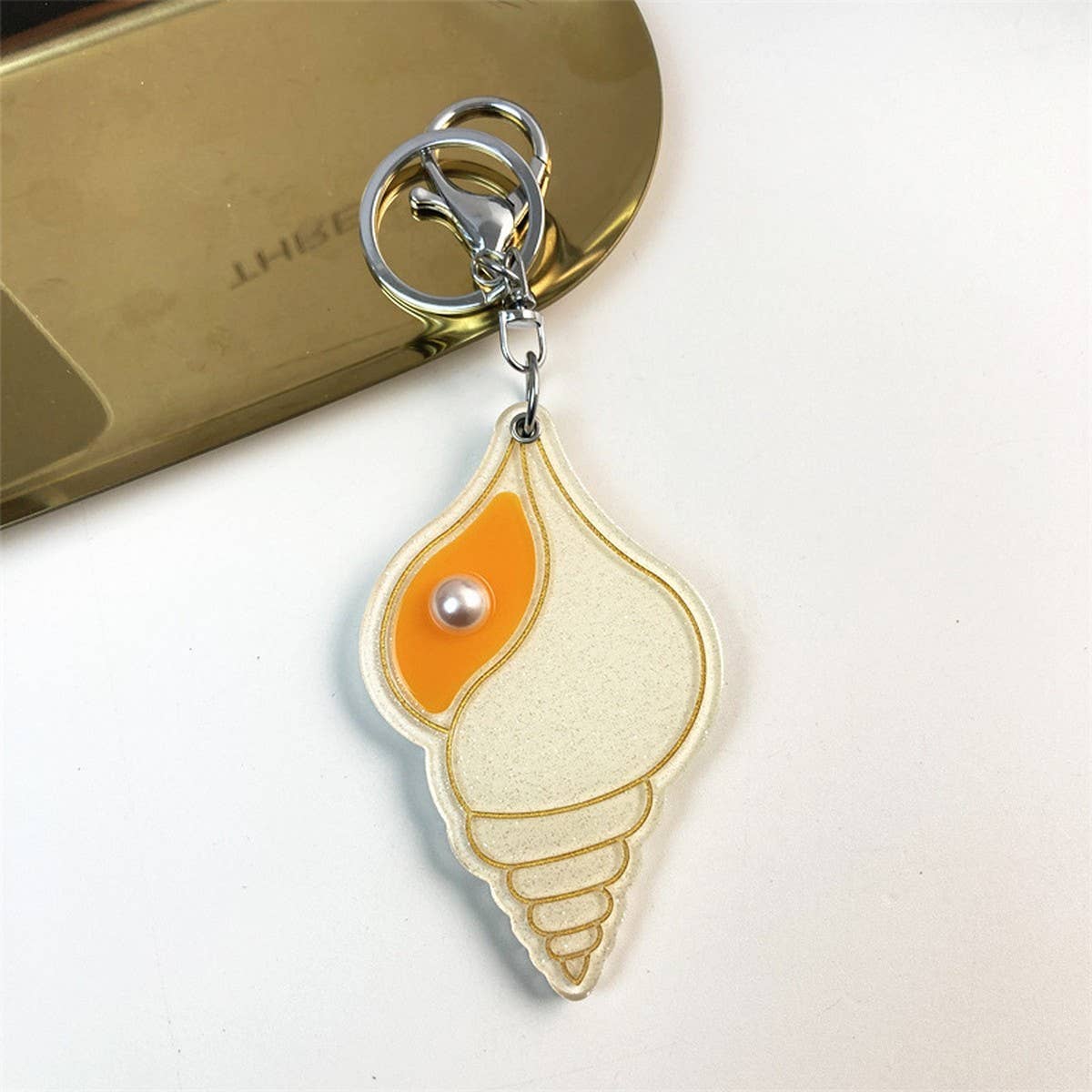 Creative Seashell Round Mirror Keychain Acrylic