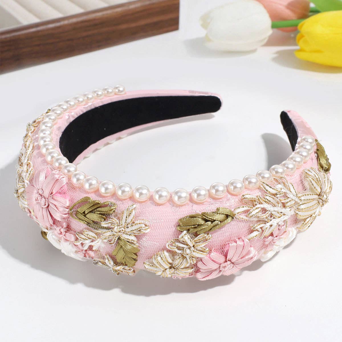 VERSATILE SPONGE IMITATION PEARL FLOWER HEADBAND