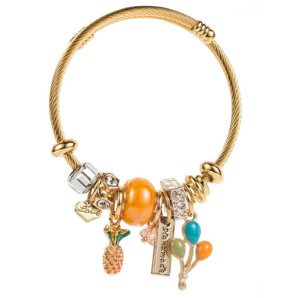 Gold Stainless Steel Bracelet with PineappleBalloon