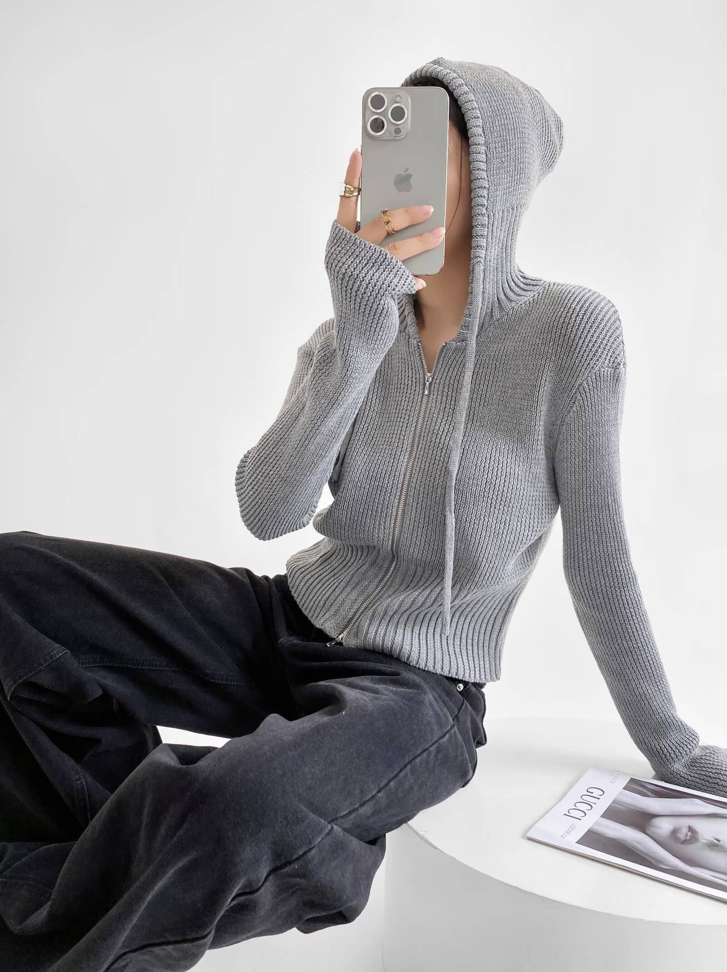 Short, slimming and stylish knitted coat