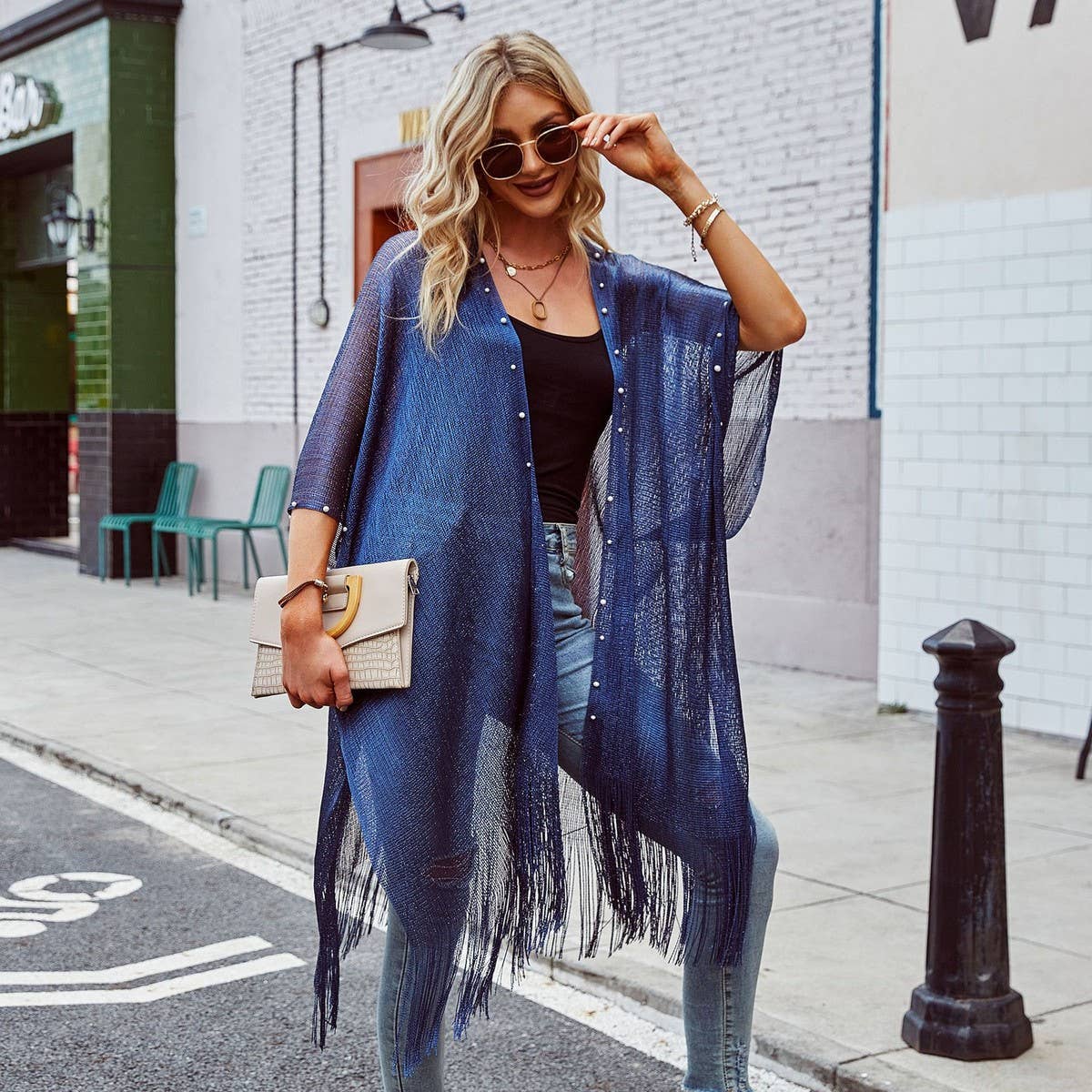 LONG TASSEL LACE FRONT OPEN KIMONO FOR SUMMER