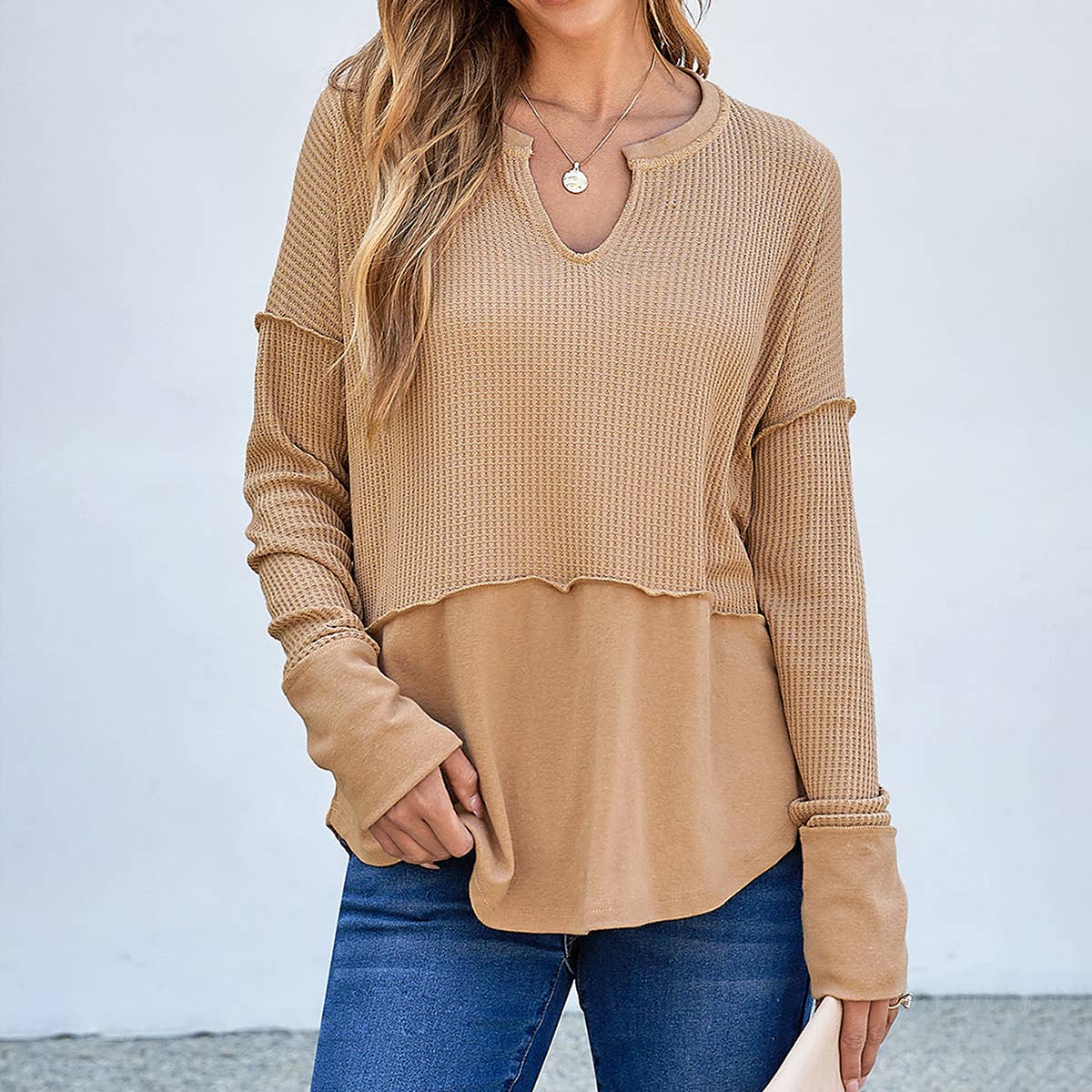 SOLID COLOR LONG SLEEVE SOLID COLOR LOOSE HOODIE