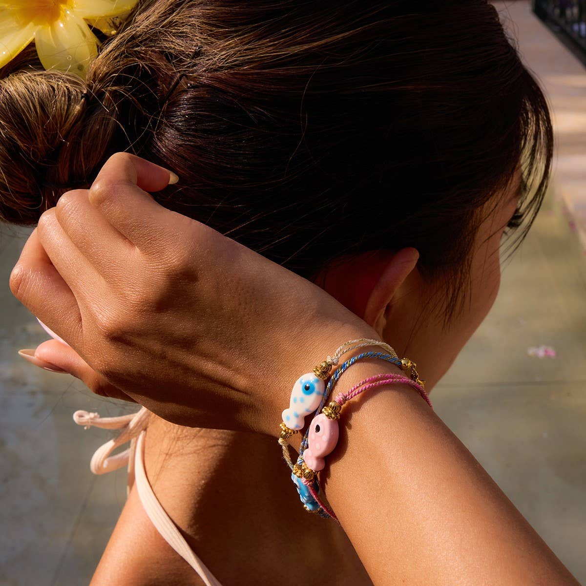 Ocean Style 18K Gold Steel White Ceramic Bracelet_CWAJE4676