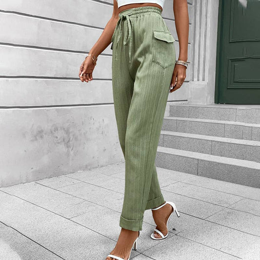 PLEATED CASUAL POCKET ELASTICATED PANTS