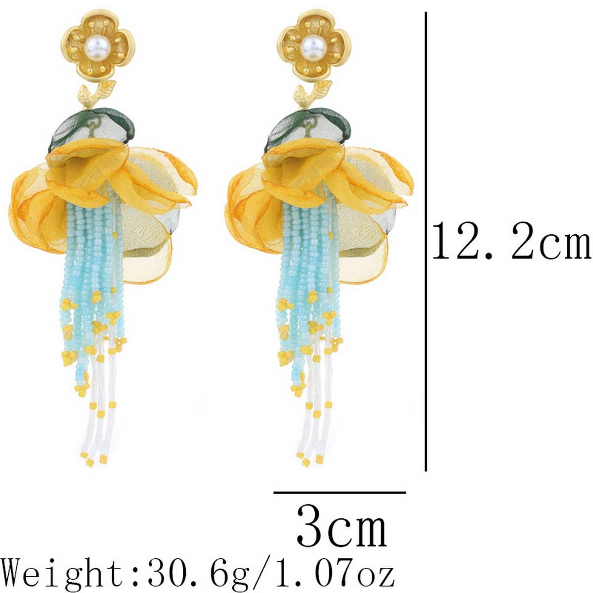 Boho Floral Tassel Earrings ??Gold Plated Design_CWMM6193