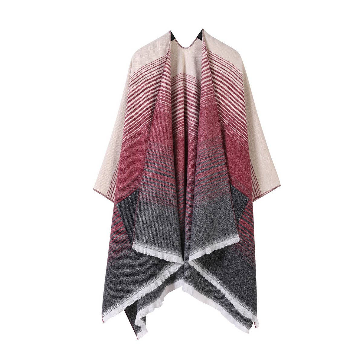FASHIONABLE SHAWL IMITATION CASHMERE SLIT CAPE