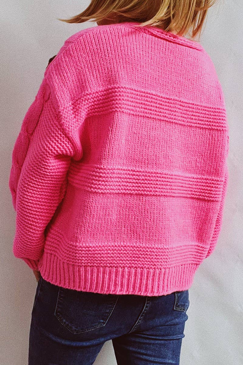 Strawberry embroidery single breasted cardigan