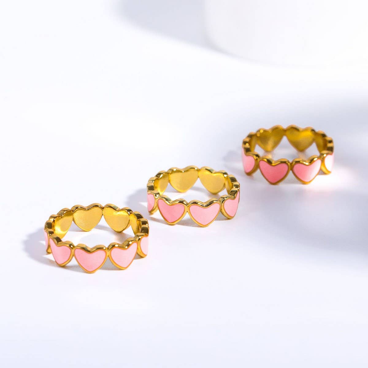 Pink oil drop heart fresh and sweet ring_CWMM5526