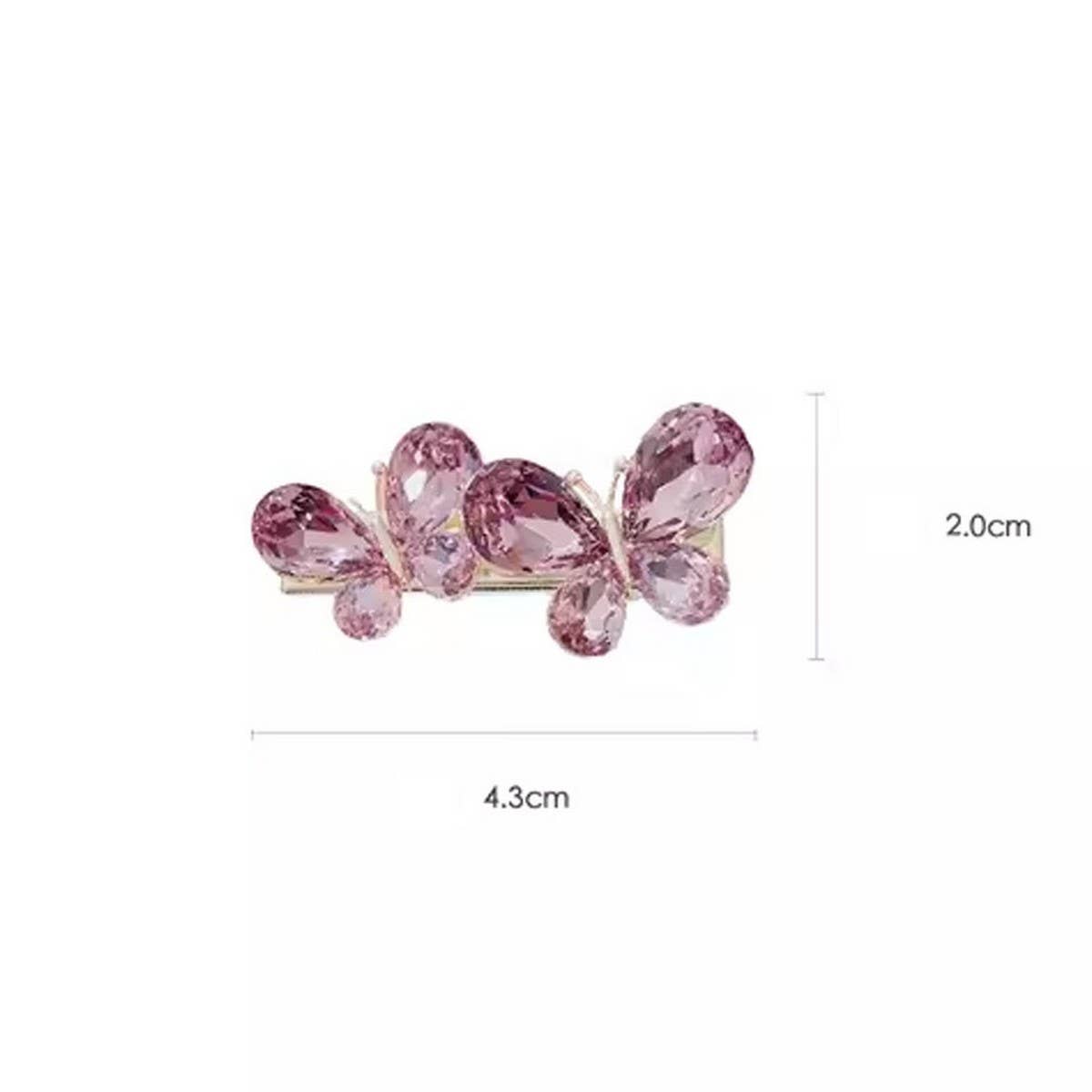 ROSE QUARTZ BUTTERFLY DUCKBILL CLIP SIDE HAIRPIN
