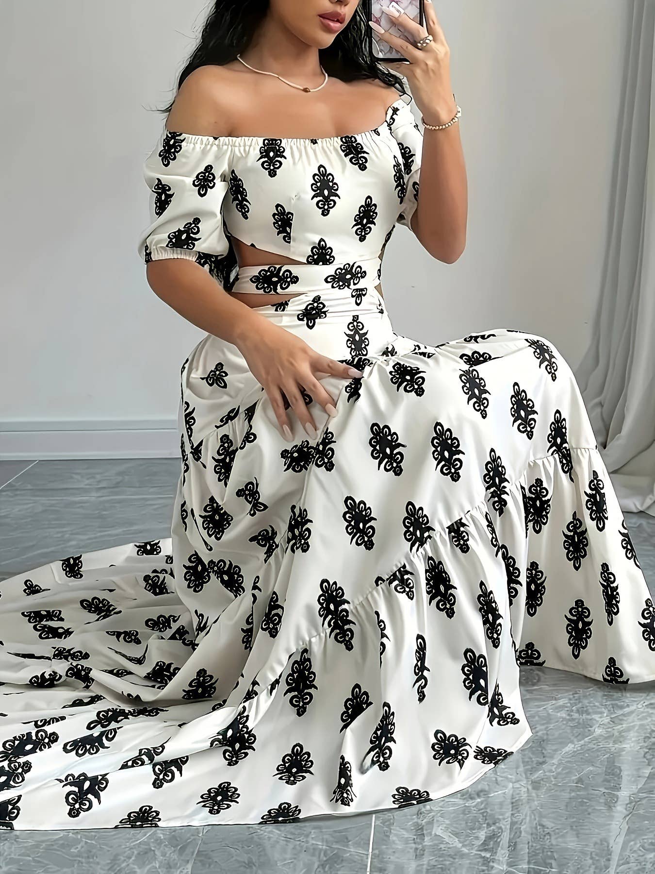 One-shoulder strapless strap sexy A-line dress