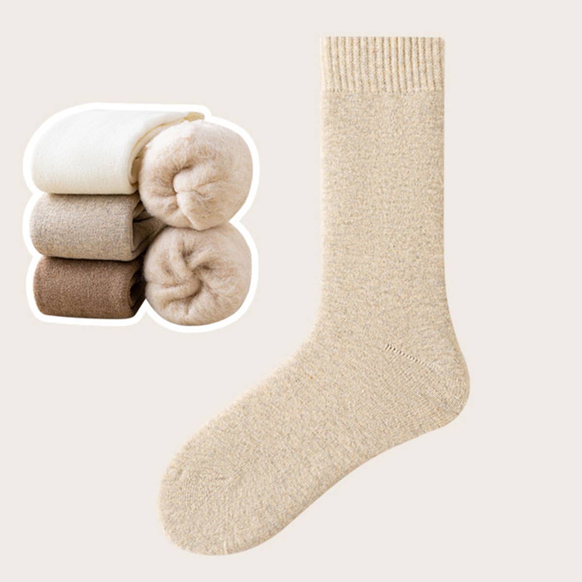 Thermal Fleece-Lined Crew Socks for Women, Winter