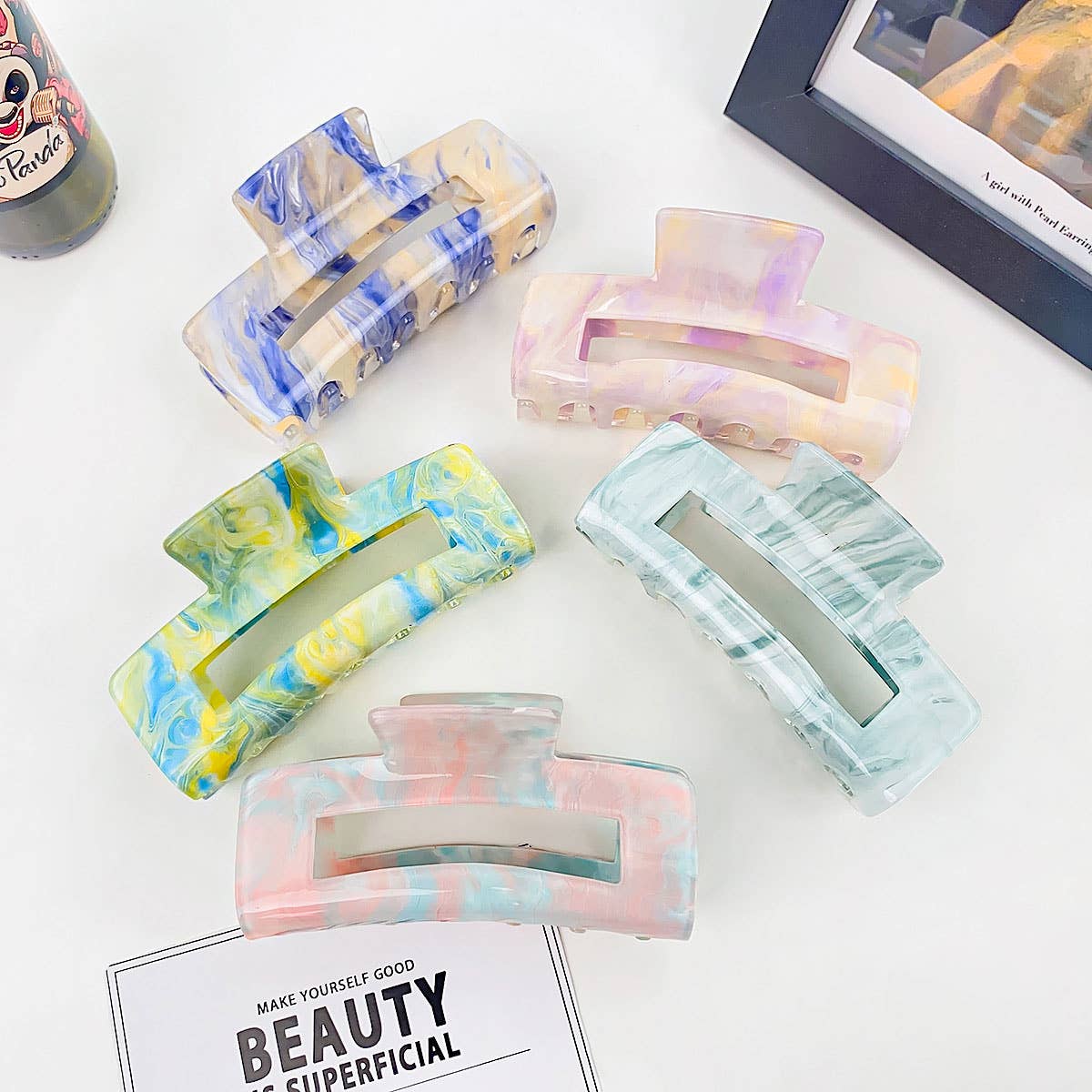 Acrylic Ink Hair Claw - Large Hollow Shark Clip_CWAHA0393