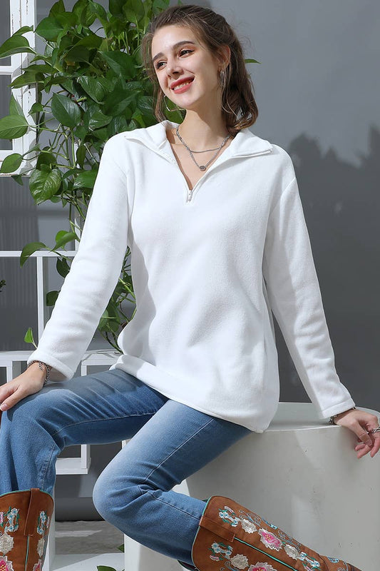 Cwttl1441_Zip Neck Lightweight Pullover Sweatshirt