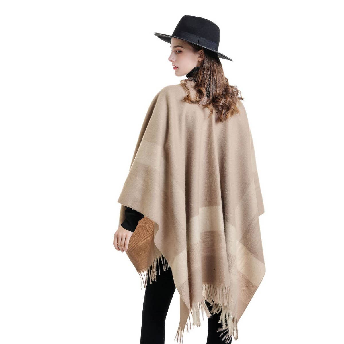FASHIONABLE WARM STRIPED COLOR MATCHING SHAWL