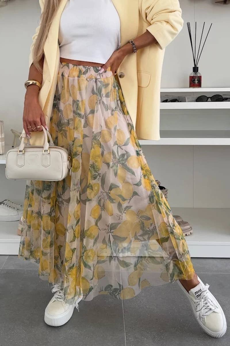 CWBLS0565_NEW PRINT ELASTIC WAIST WIDE SWING SKIRT