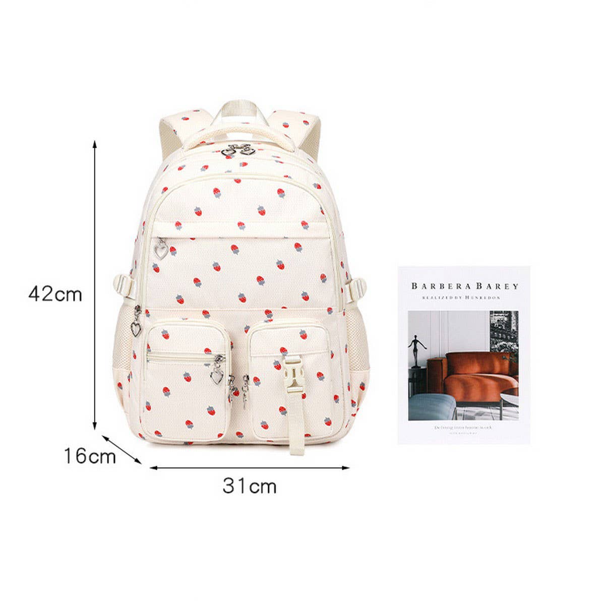 Strawberry Backpacks for School Teen Girls Nylon_CWAB5493