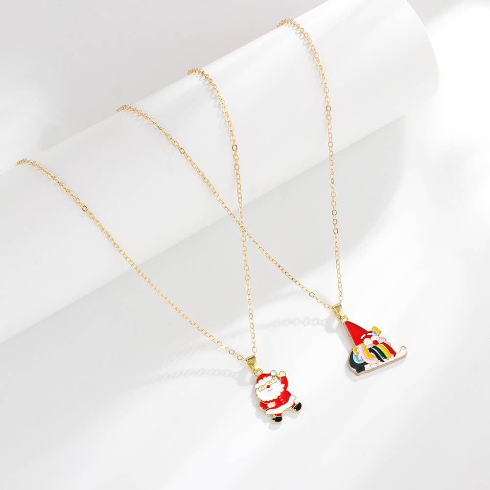 CHRISTMAS SNOWMAN CHRISTMAS TREE NECKLACE SET