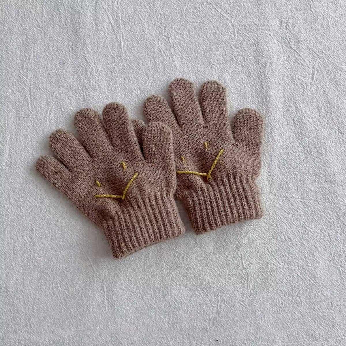 WINTER CUTE SMILEY FACE CHILDREN'S KNITTED GLOVES_CWAG0497