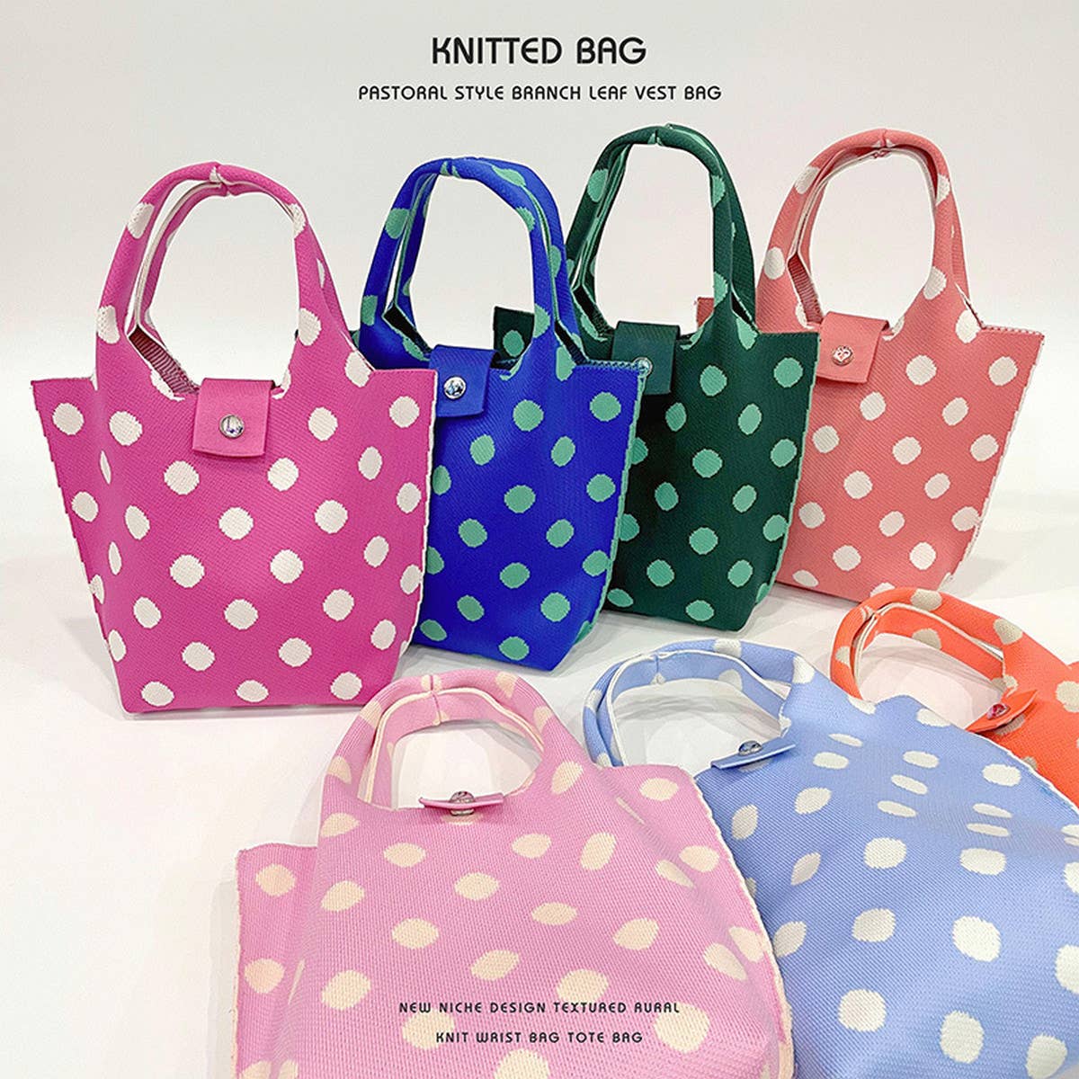 LARGE CAPACITY POLKA DOT KNITTED TOTE BAG_CWAB1541