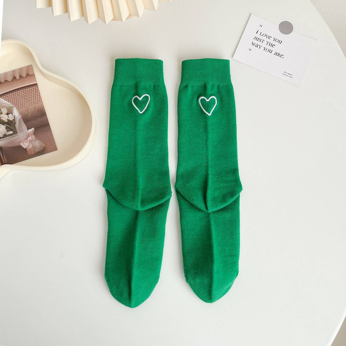NEW COTTON ALL-MATCH EMBROIDERED LOVE HEART SOCKS
