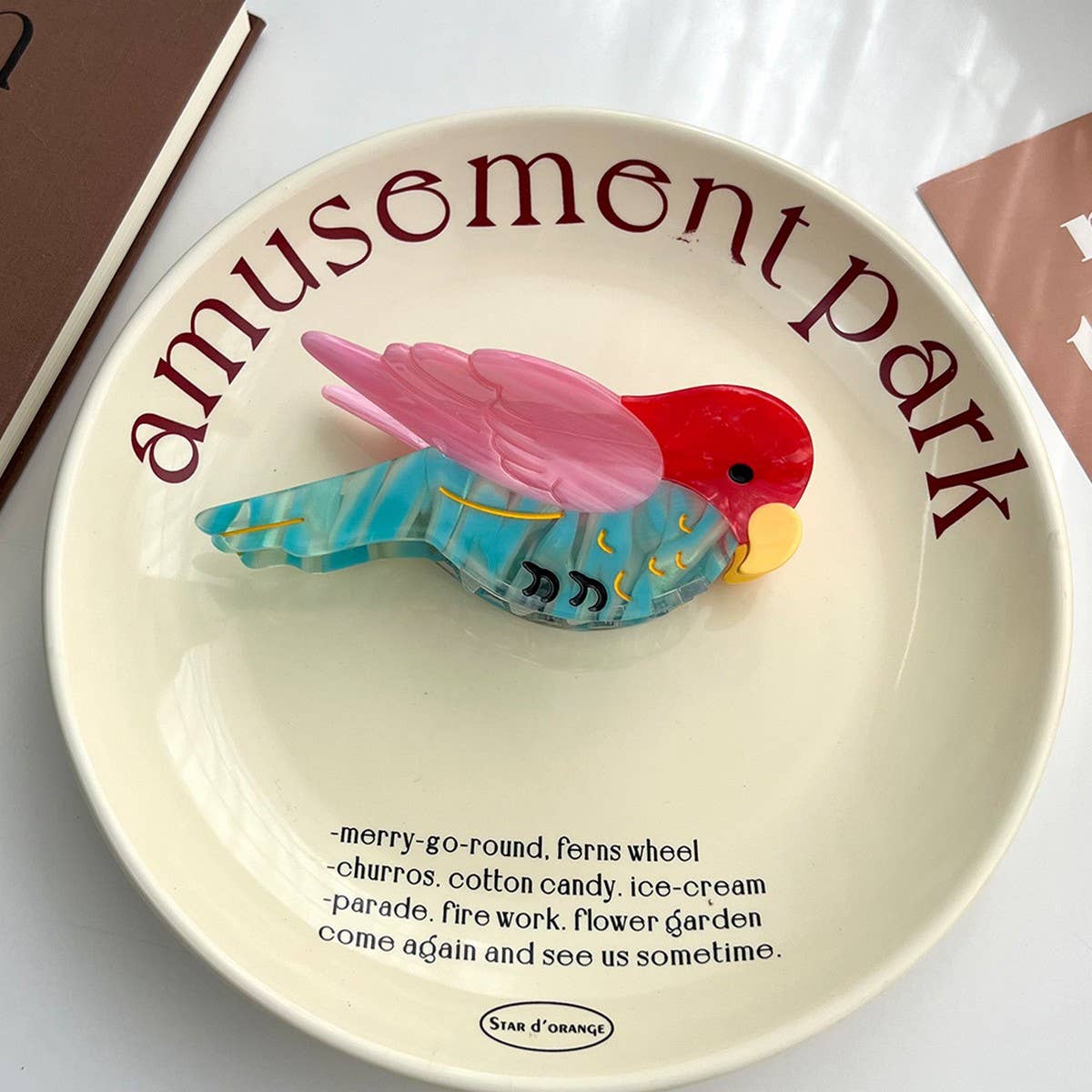 Parrot Colorblock Acetate Hair Claw Cute Clip_CWAHA6022