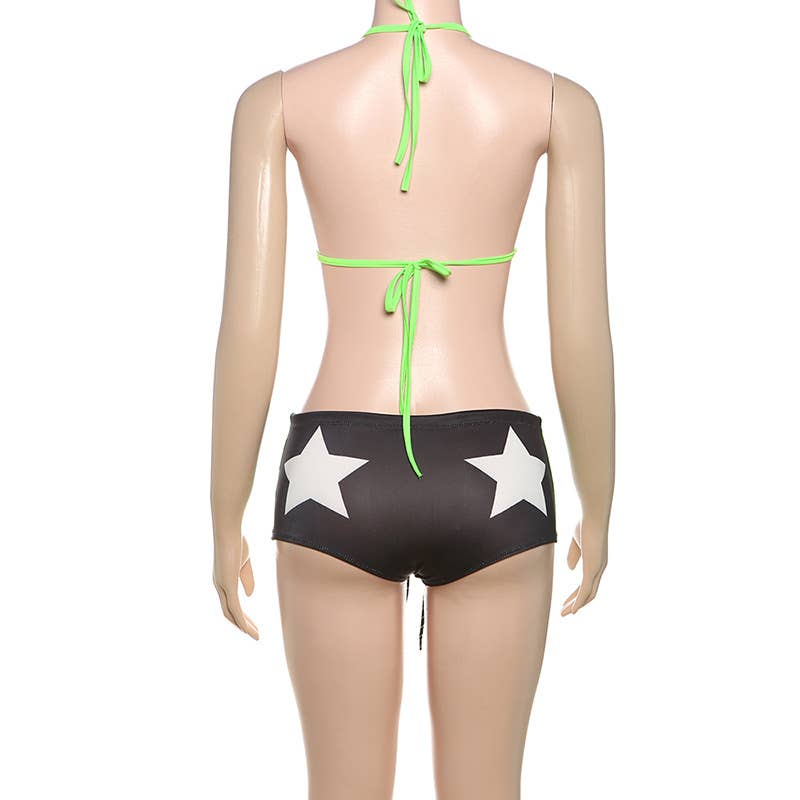 Sexy Halter Tie Dye Print Bikini Set