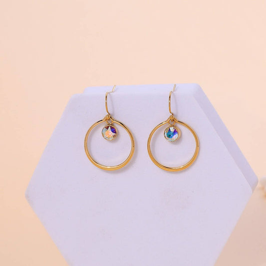 TITANIUM STEEL FASHIONABLE ZIRCON CIRCLE EARRINGS