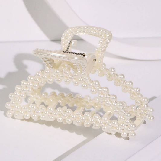 Chic Pearl Heart Claw Clip ? Minimalist Hair Grip