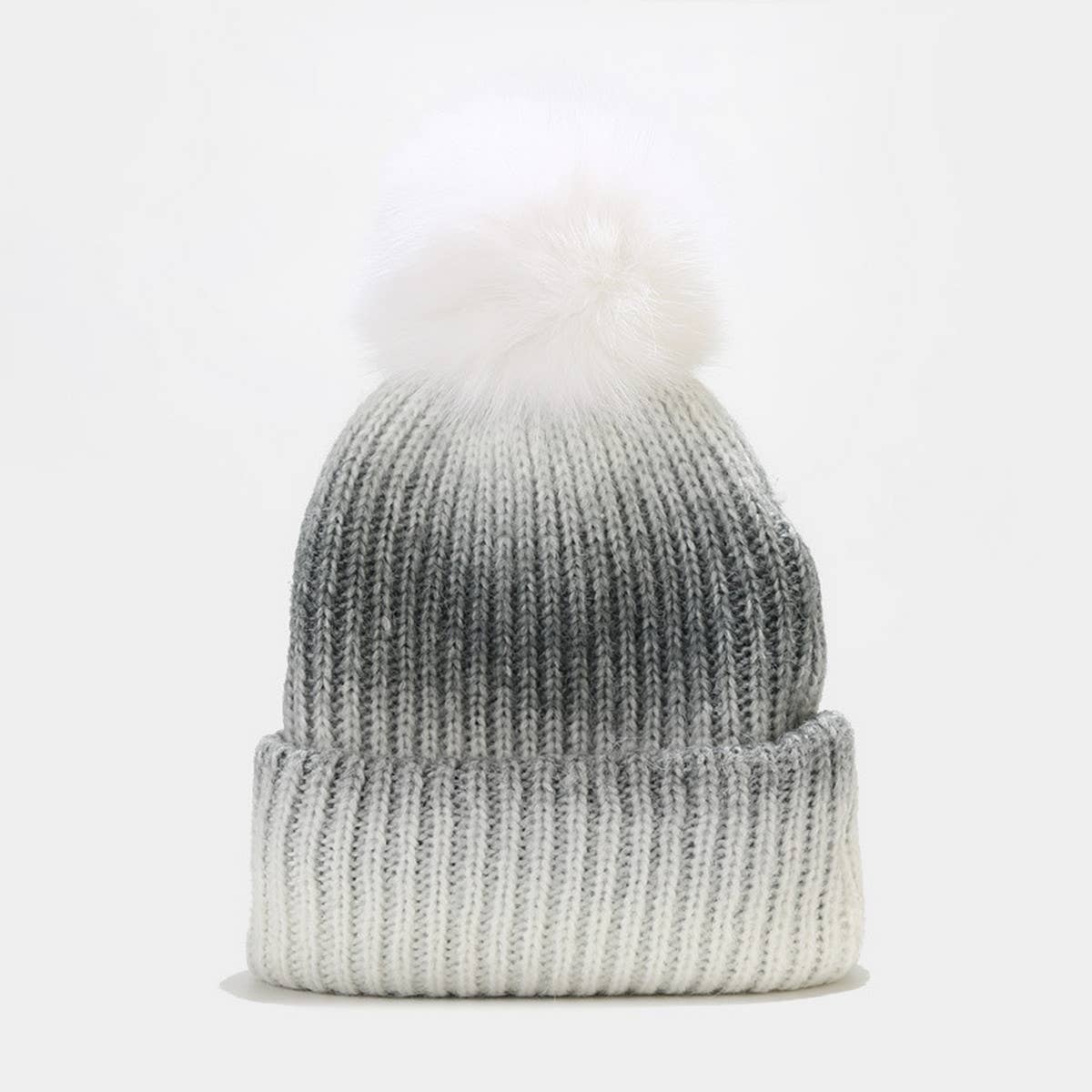 GRADIENT WARM POM POM KNITTED HAT_CWAH1618