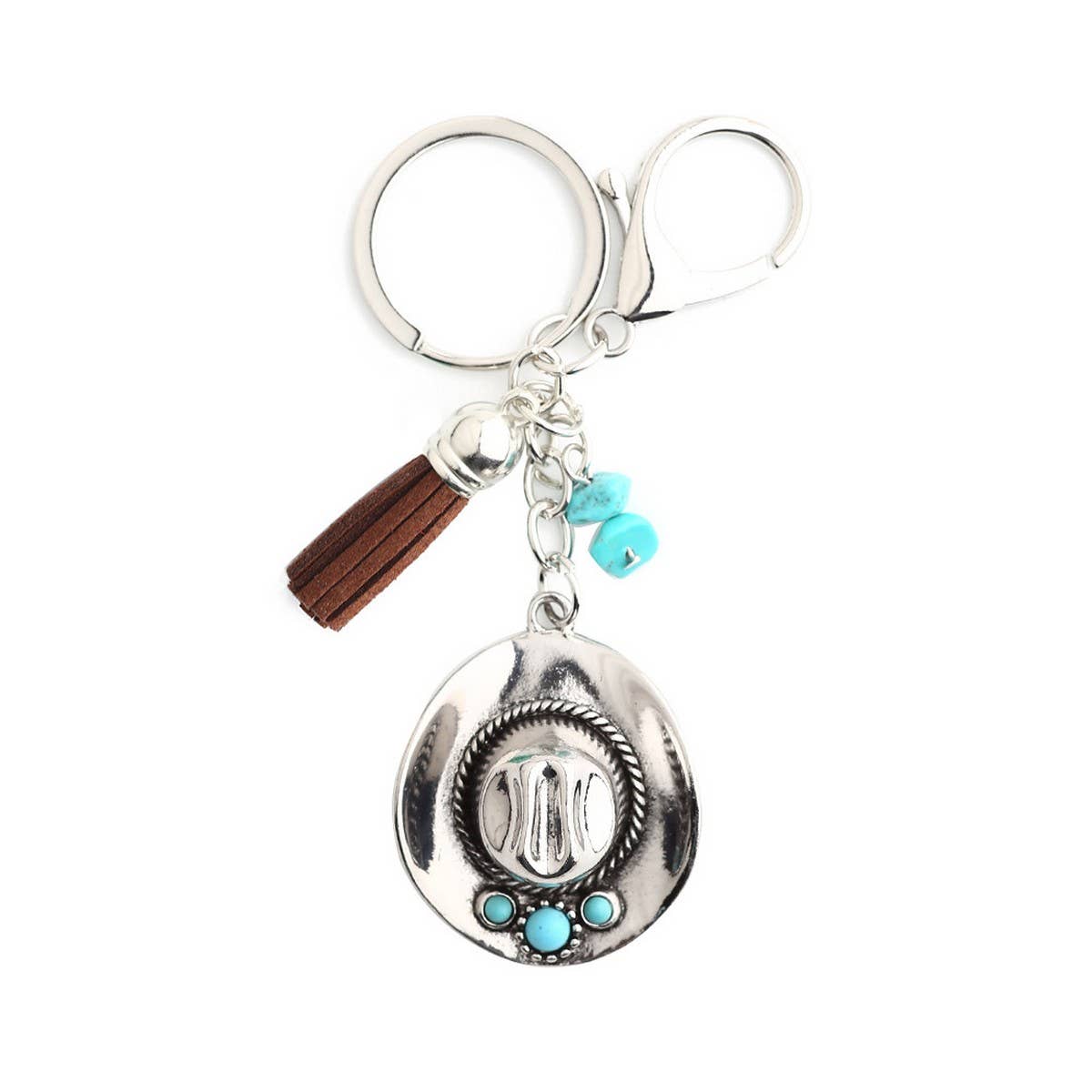 Boho Cowboy Hat Keychain with Vintage Western Charm_CWAB5083