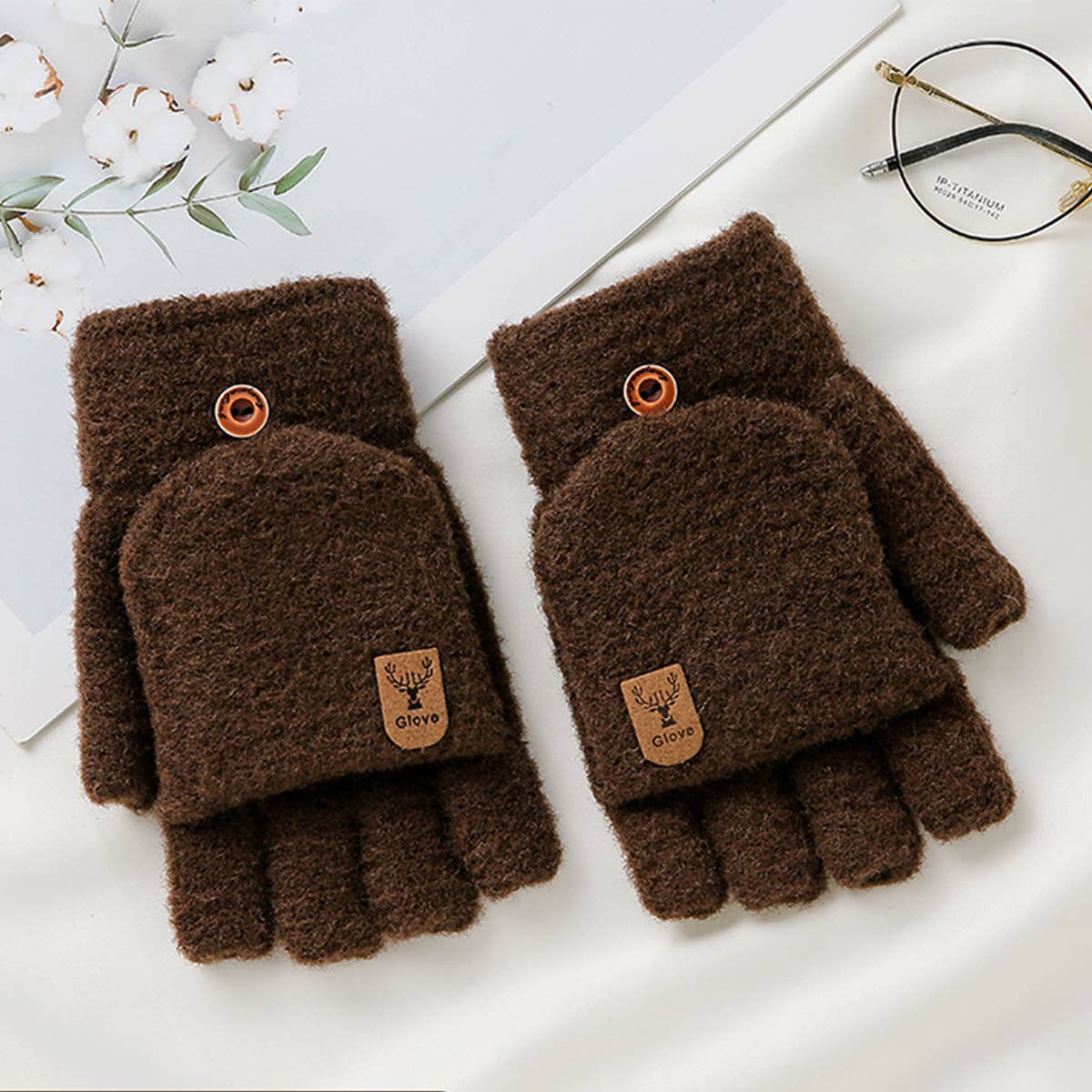Men¡¯s Winter Flip Mittens Knit Half Full Finger_CWAG0524