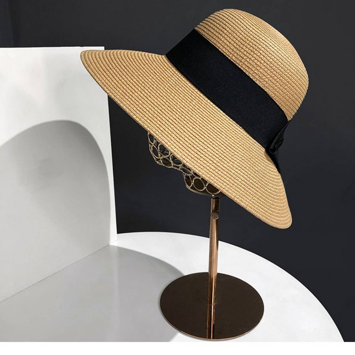 Summer Literary Bow Sunshade Straw Hat_CWAH3434