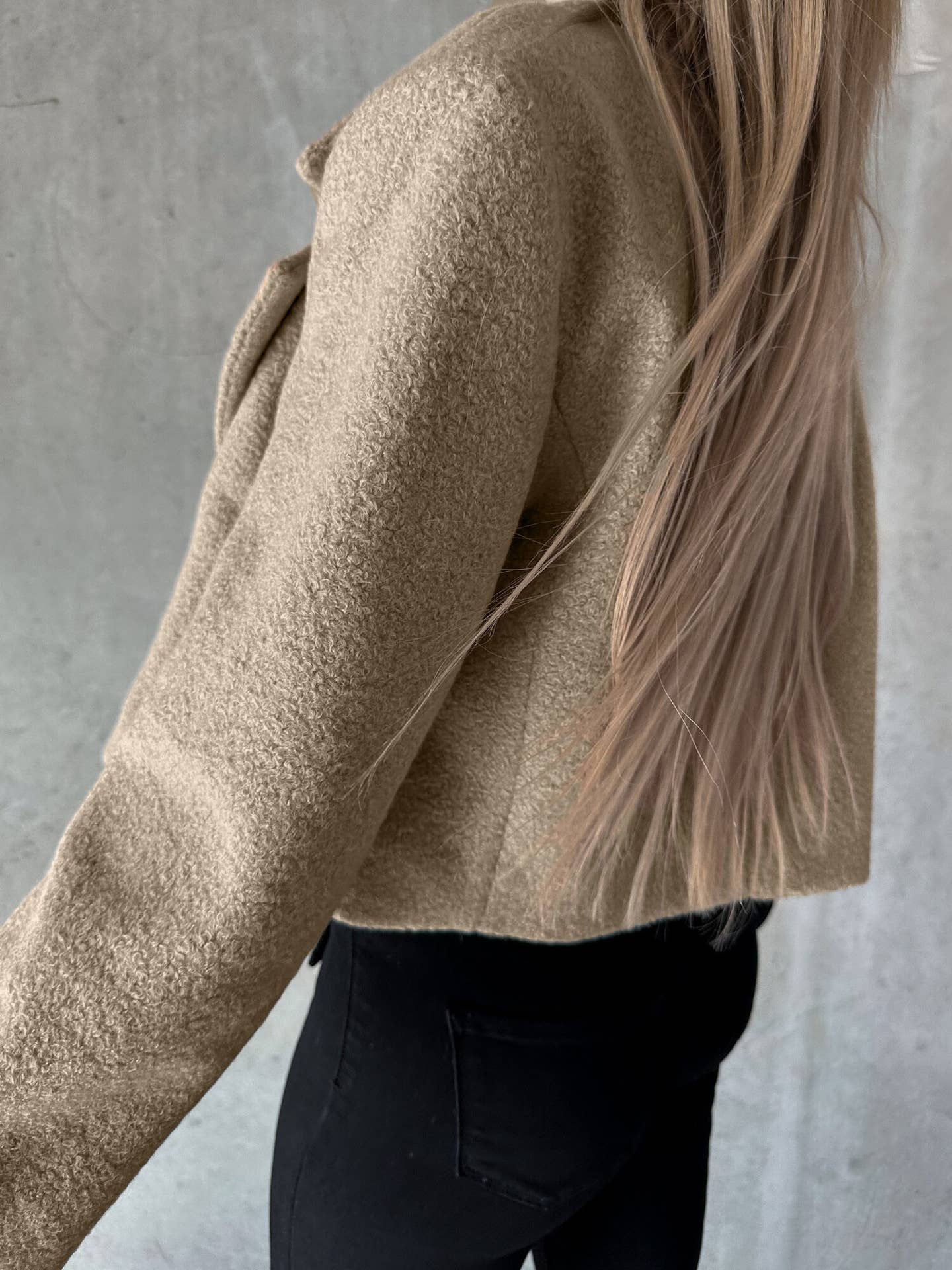 Wool oversized collar solid color coat