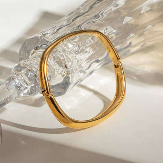 Minimalist Irregular Square Clasp Cuff Bracelet