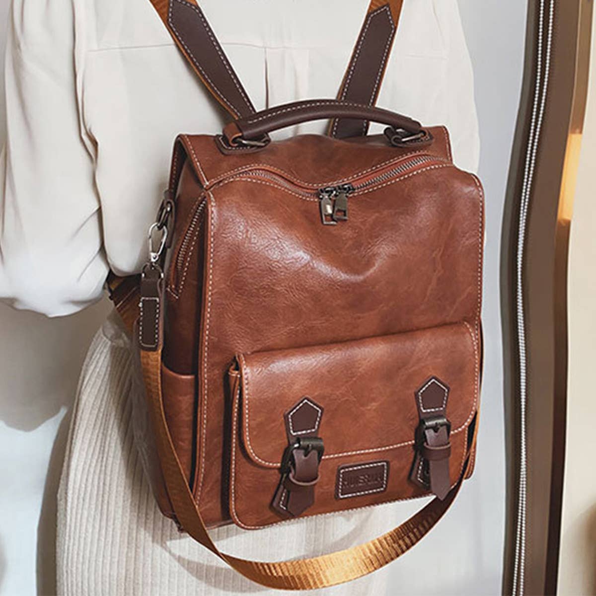 LEATHER BACKPACK RETRO FOR WOMEN CROSSBODY BAGS_CWAB0752