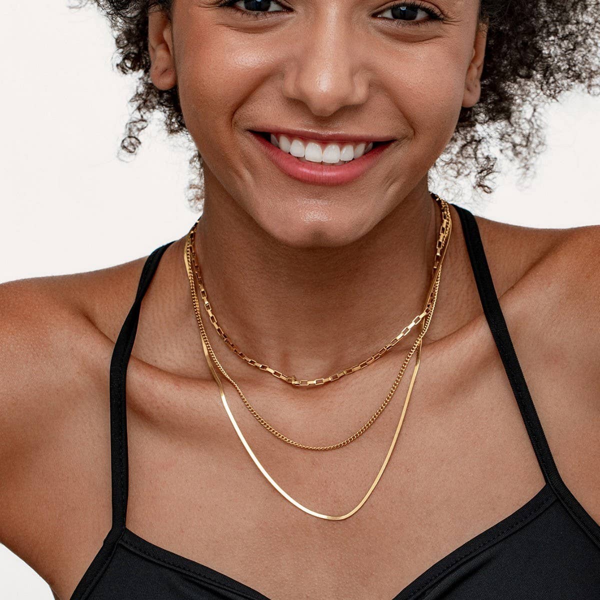 FASHIONABLE 18K GOLD PLATED THREE-LAYER NECKLACE_CWMM3629