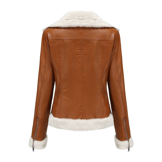 WARM LONG SLEEVE LAPEL AND FLEECE COAT