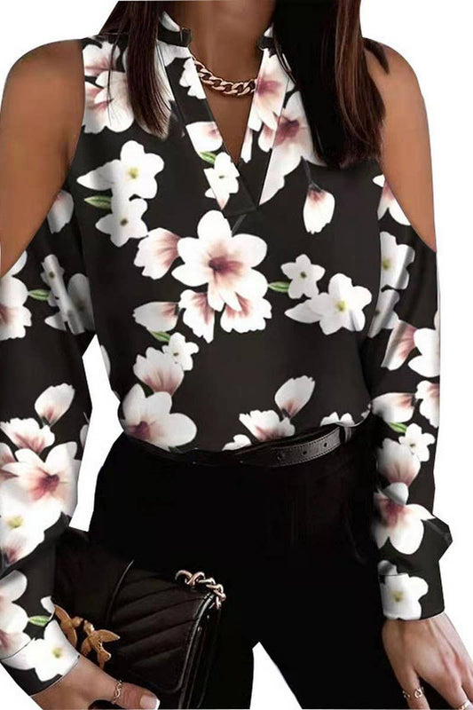 Cwttl2060_Off-The-Shoulder Long-Sleeved Printed Shirt