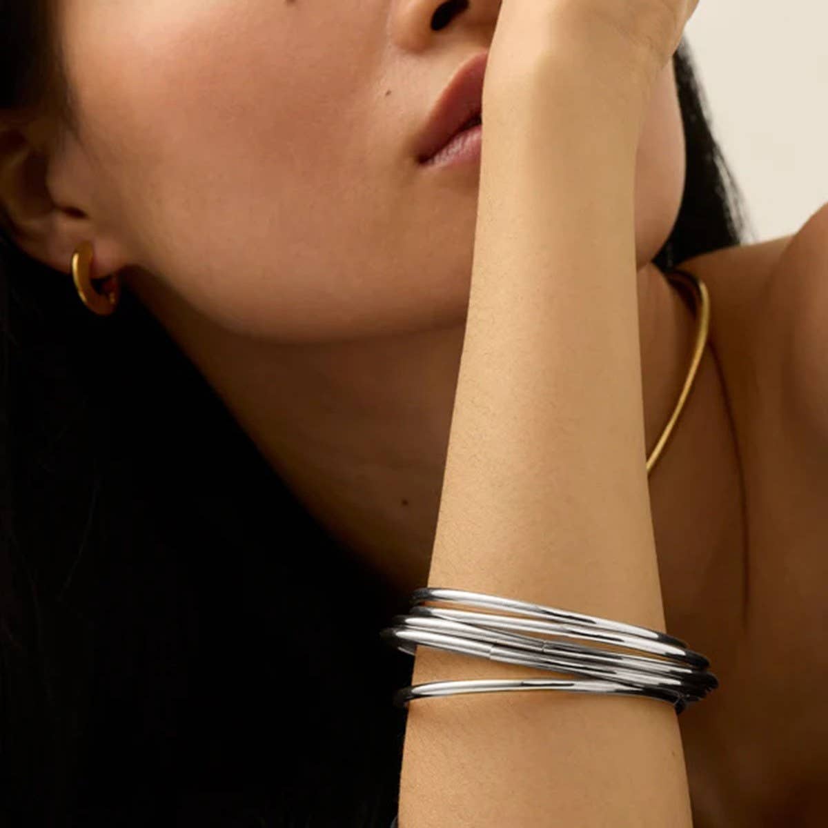 Minimalist Plain Open Cuff in Titanium Steel
