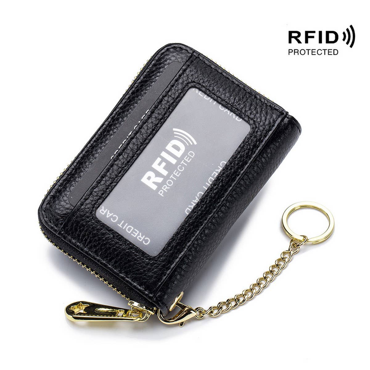 ZIPPER KEY CASE GENUINE LEATHER CARD HOLDER_CWAB3870