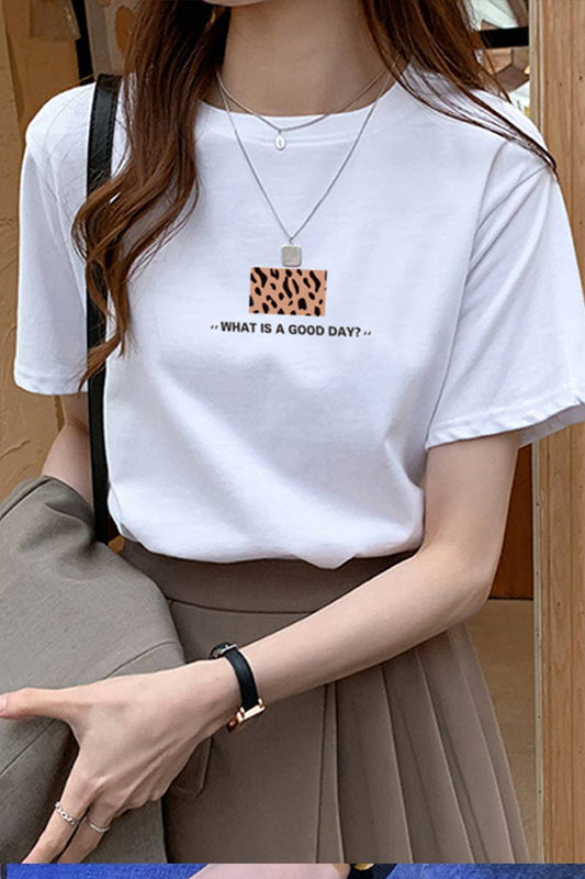Cwtts0994_Printed Leopard Print Casual T Shirt