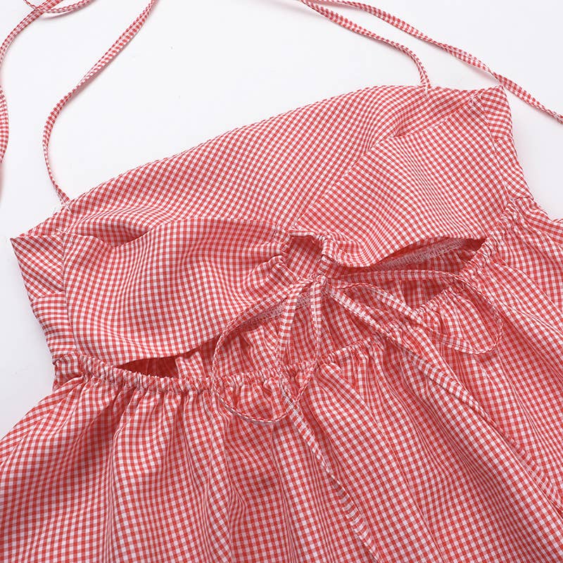 Sexy Tank Top Plaid Halter Casual Chic Top