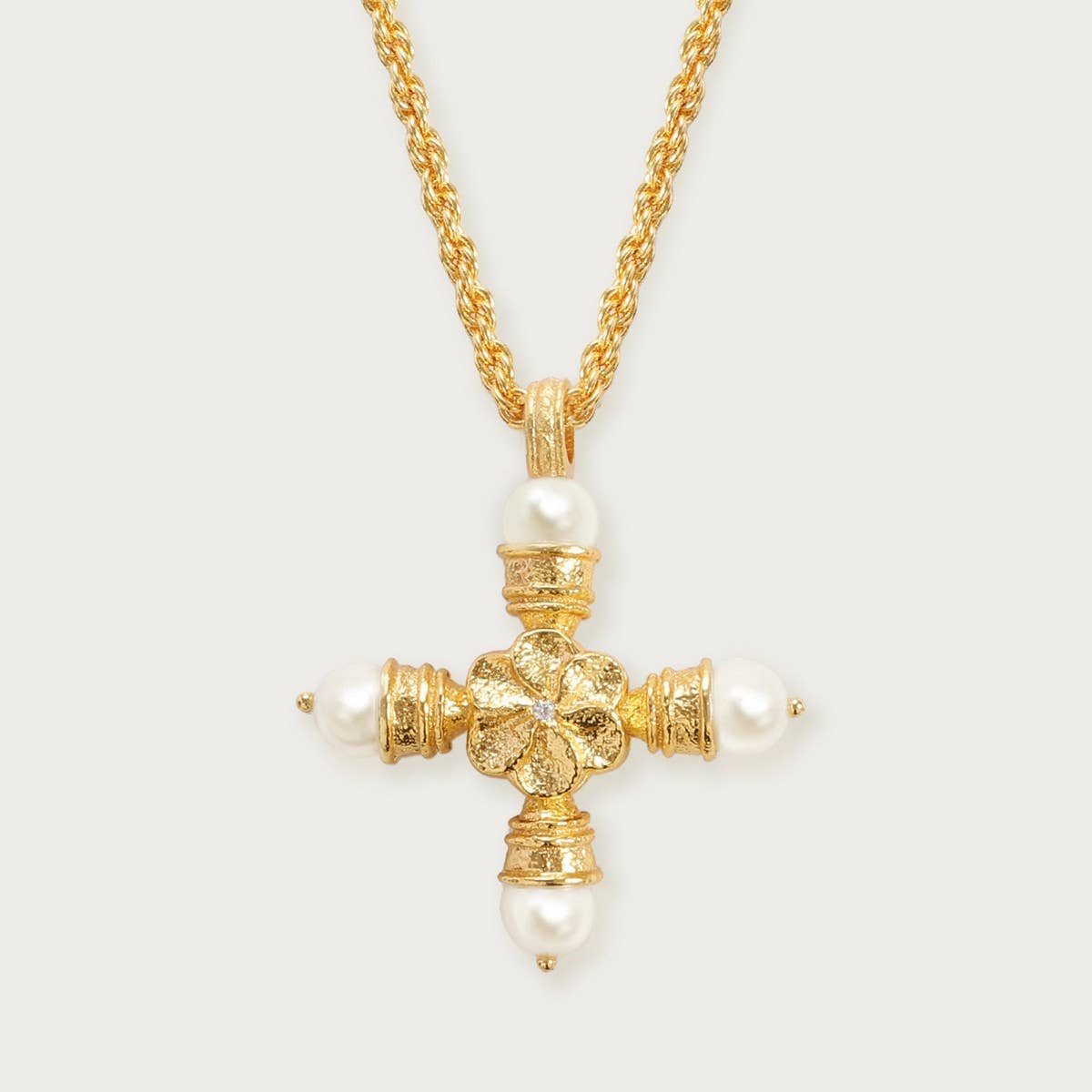 Personalized Pearl Zircon Cross Necklace_CWMM5307