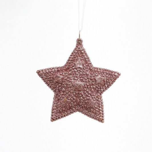 Plastic Pink Gold Glitter Xmas Tree Hanging Decor_CWMM9762