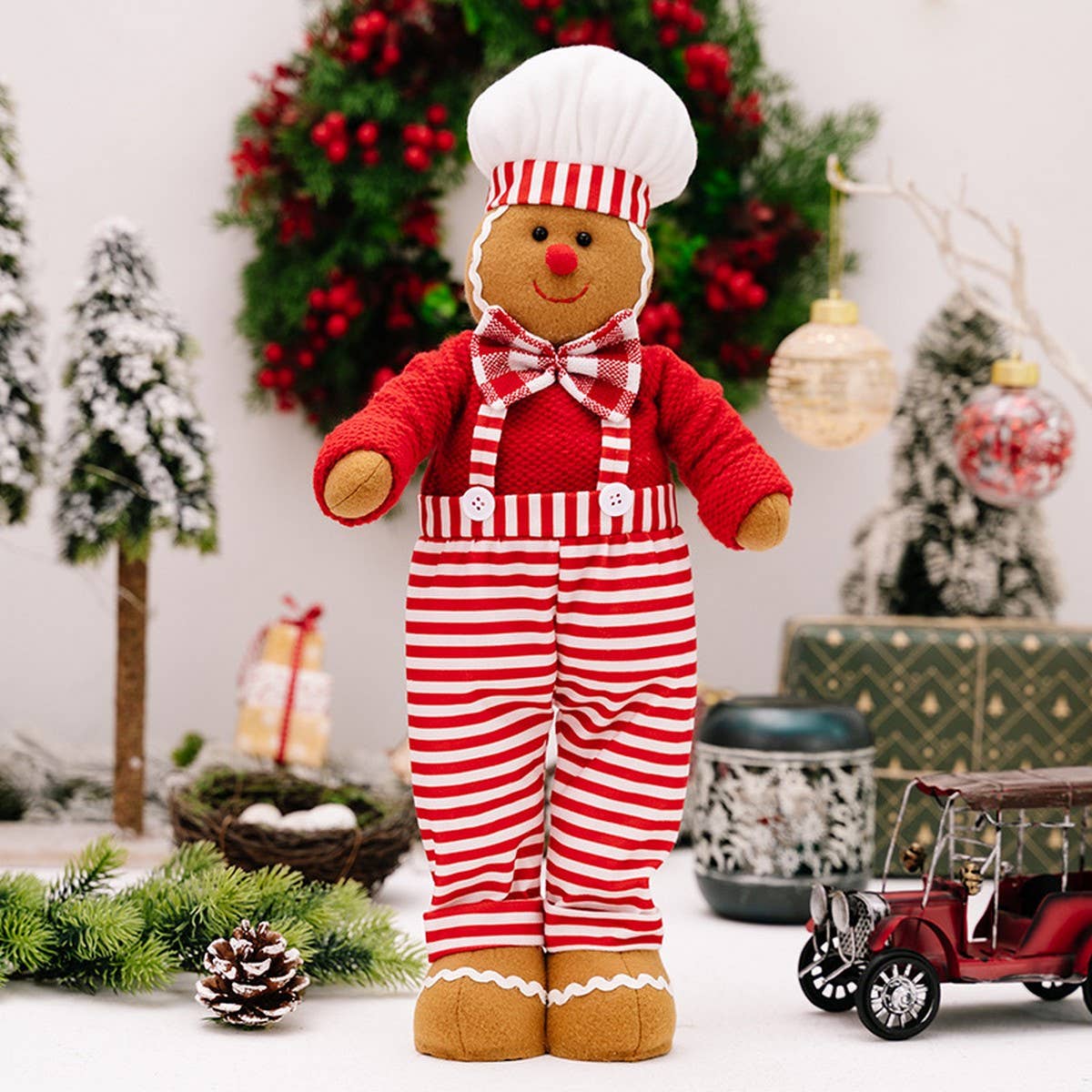 CWMM10318_STRETCH GINGERBREAD DOLL WITH CHEF HAT DECOR