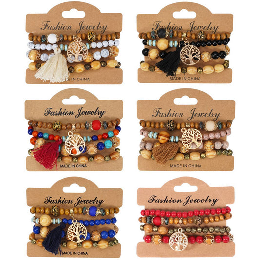 ROSE HANDMADE WOODEN BEAD BRACELET