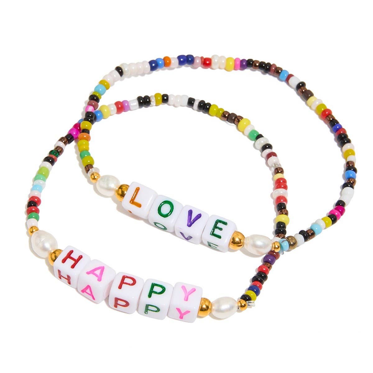 Romantic Colorful Resin & Letter Bead Bracelet